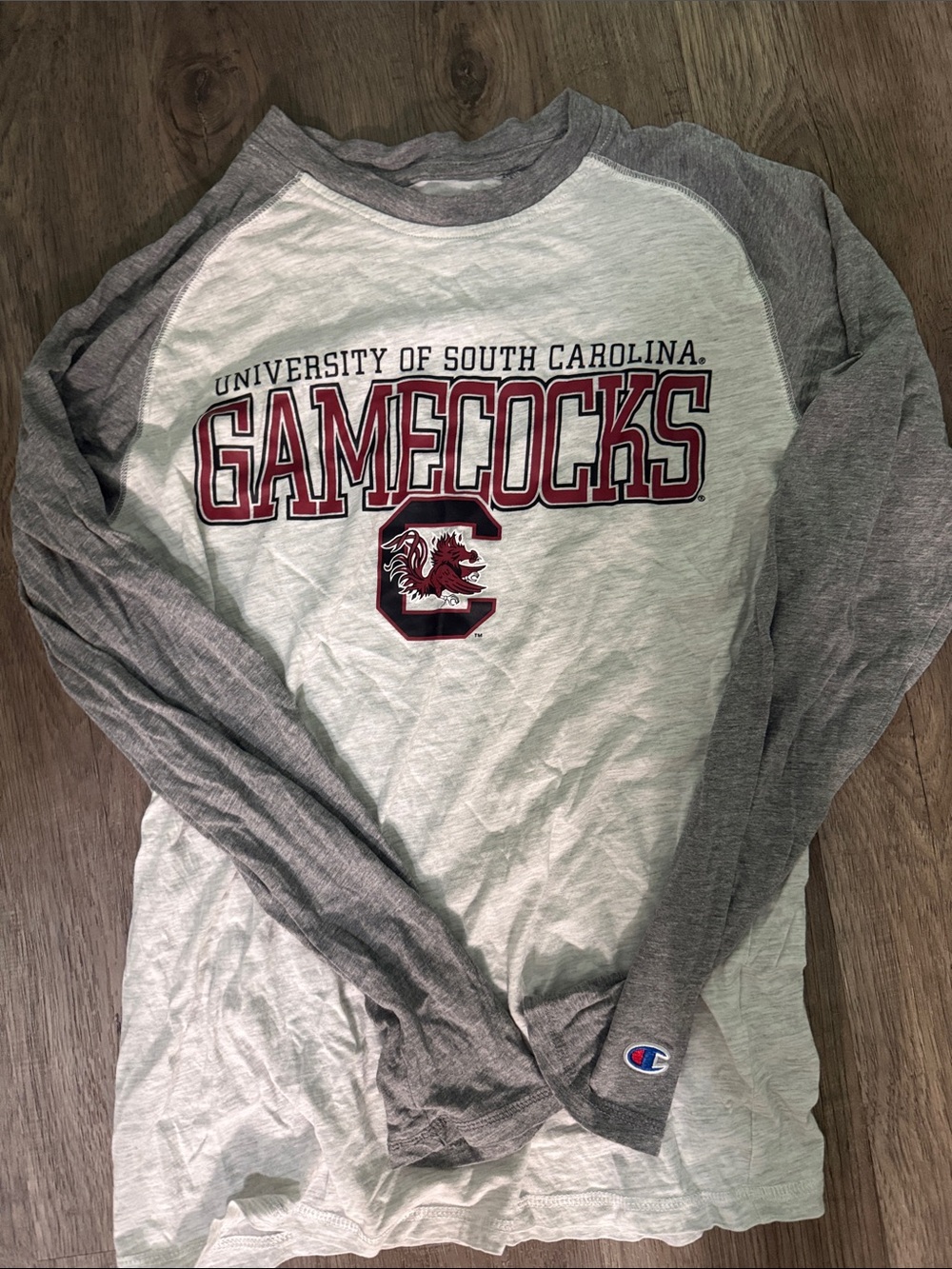 Champion White & Gray University of South Carolina Gamecocks Long Sleeve Tee